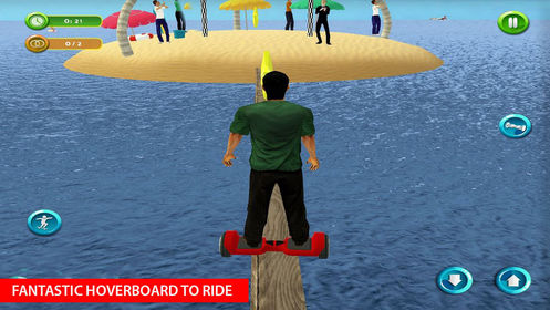 Riding Hoverboard Stunts Beach